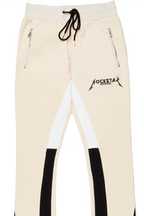 Everest Beige Stacked Flare Track Pant