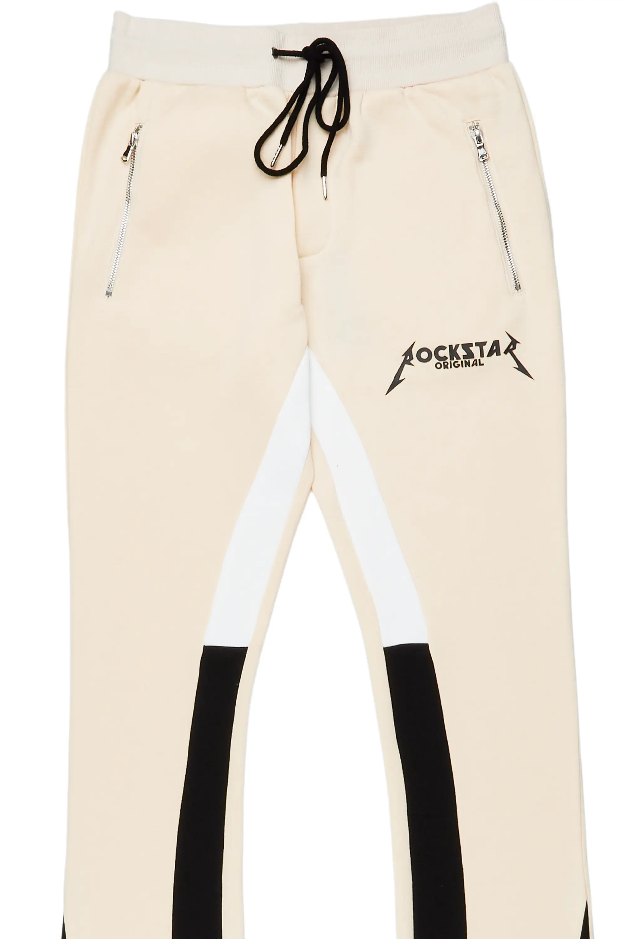 Everest Beige Stacked Flare Track Pant