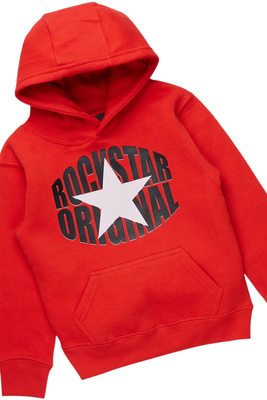Boys Pablo Red Hoodie/Stacked Flare PU Jean Set