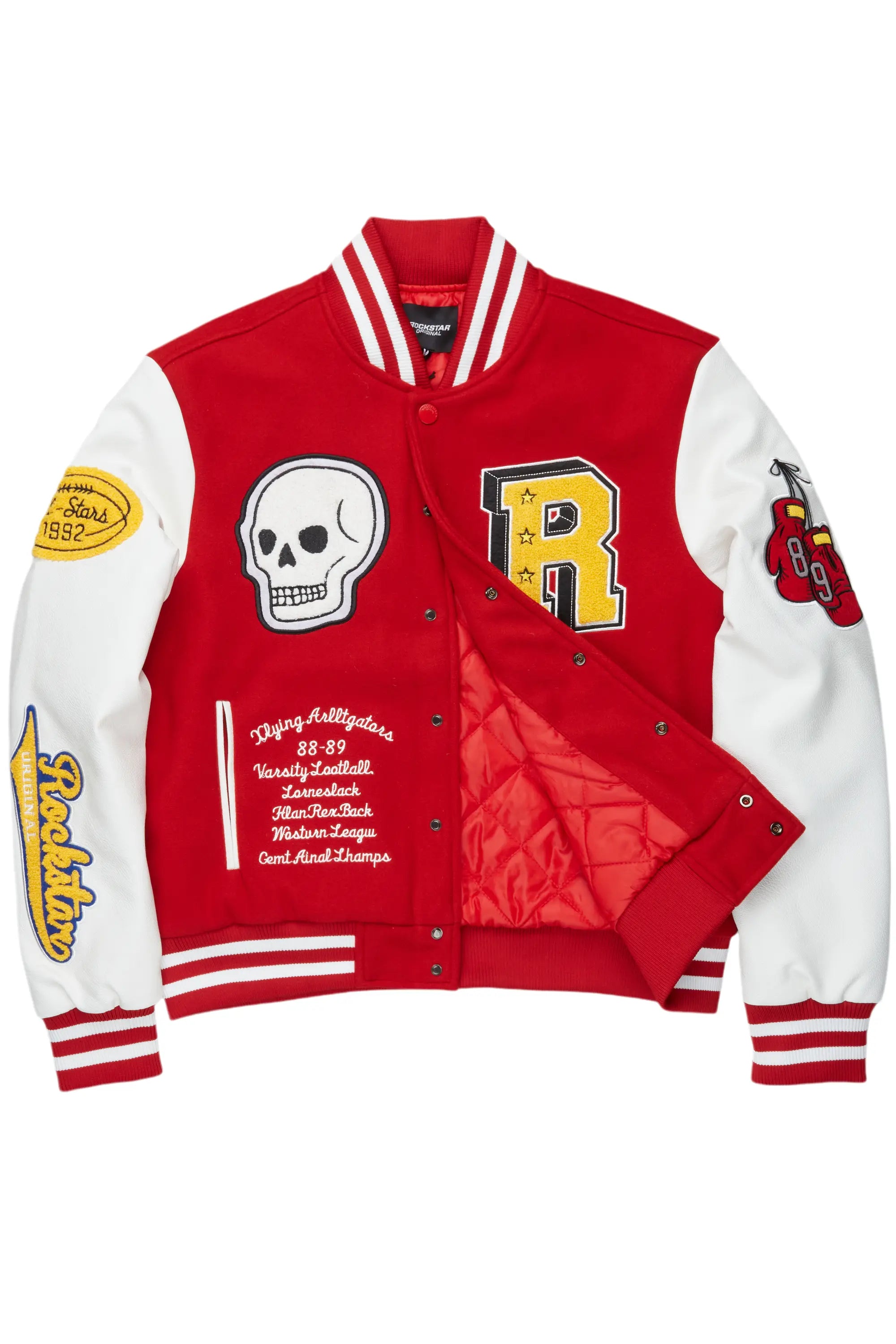 Ahjalee Red Oversized Varsity Jacket
