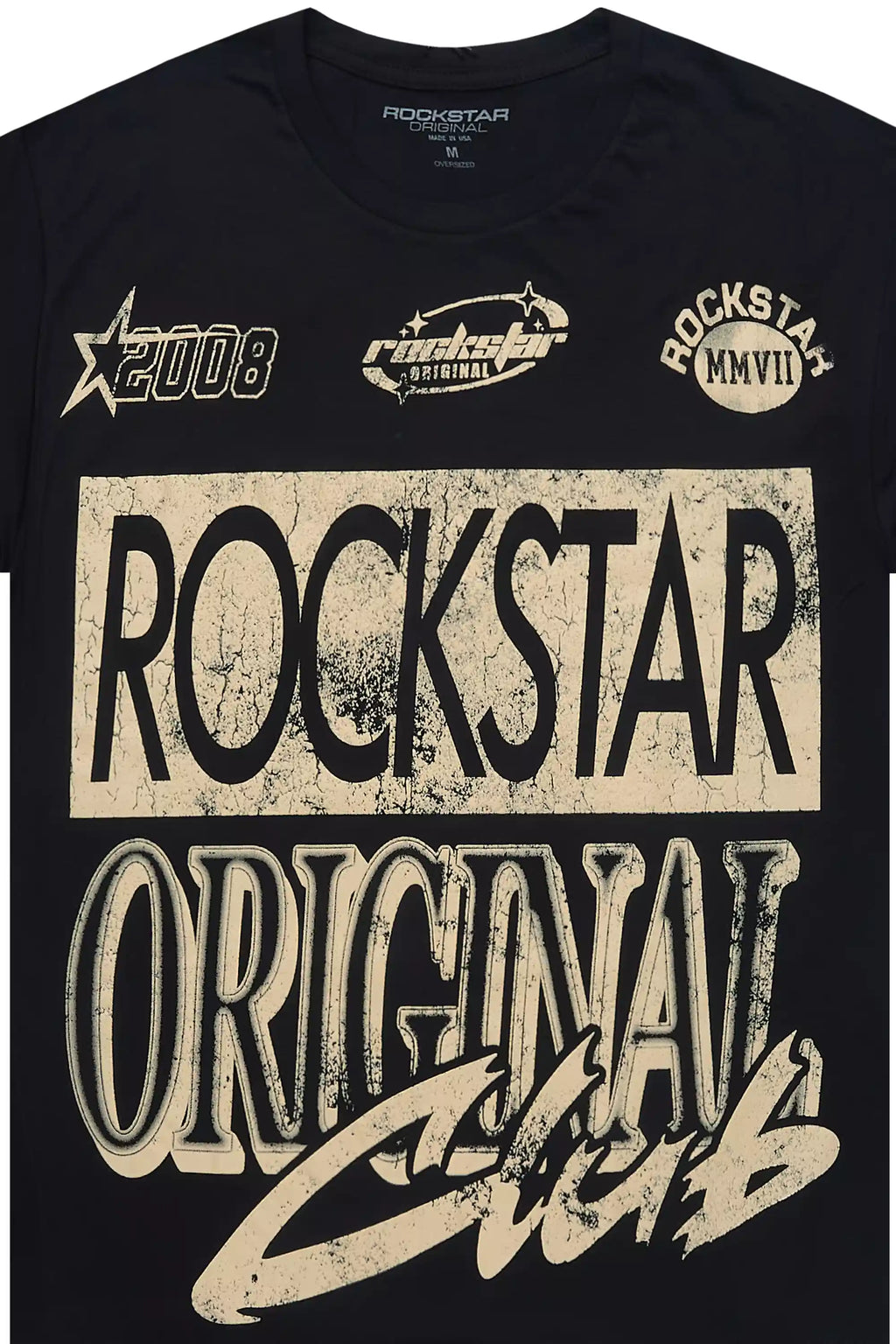 Rylok Black/Beige Oversized Graphic T-Shirt