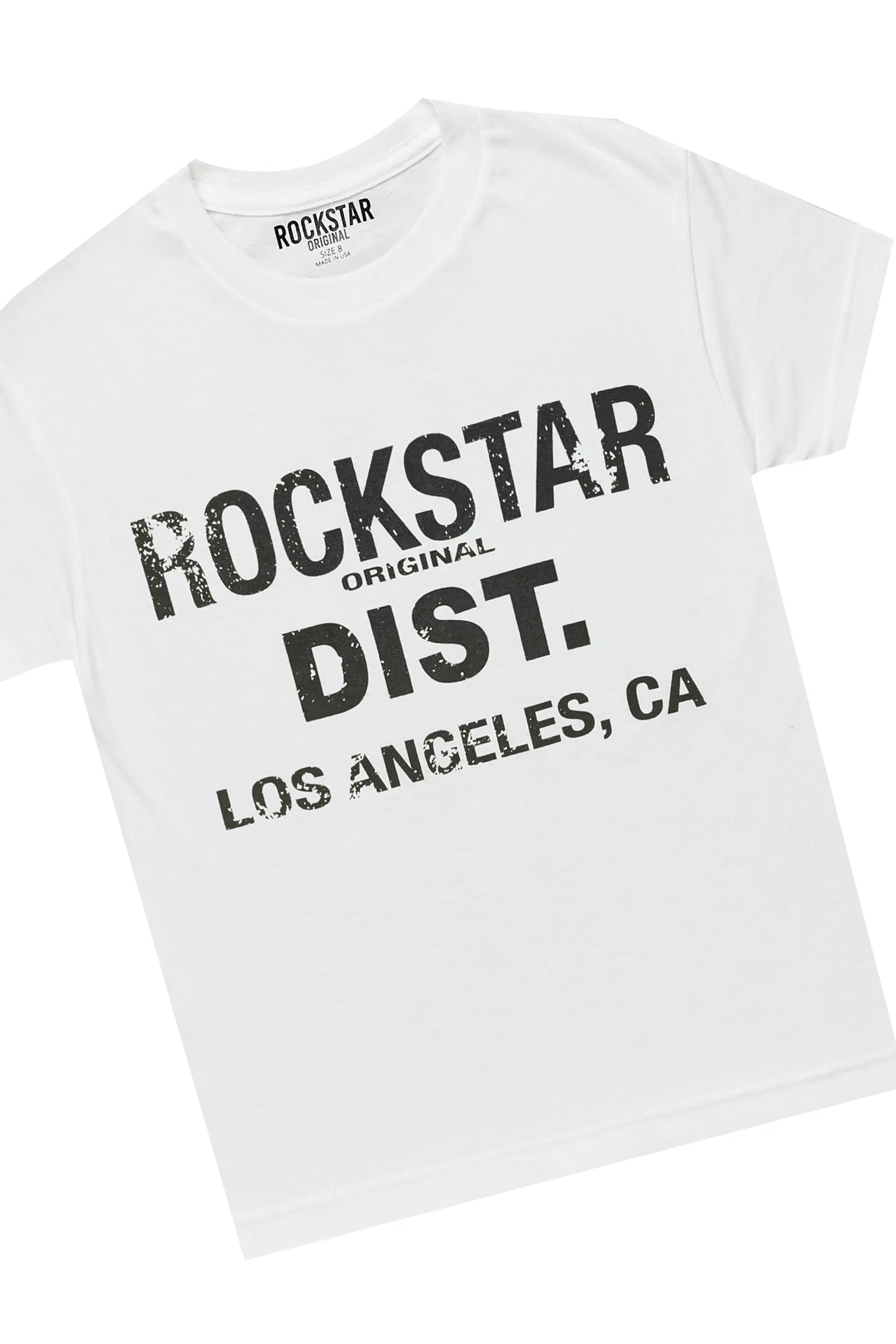 Boys Koen White T-Shirt/Stacked Flare PU Jean Set