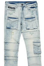 Folant Light Blue Stacked Cargo Flare Jean