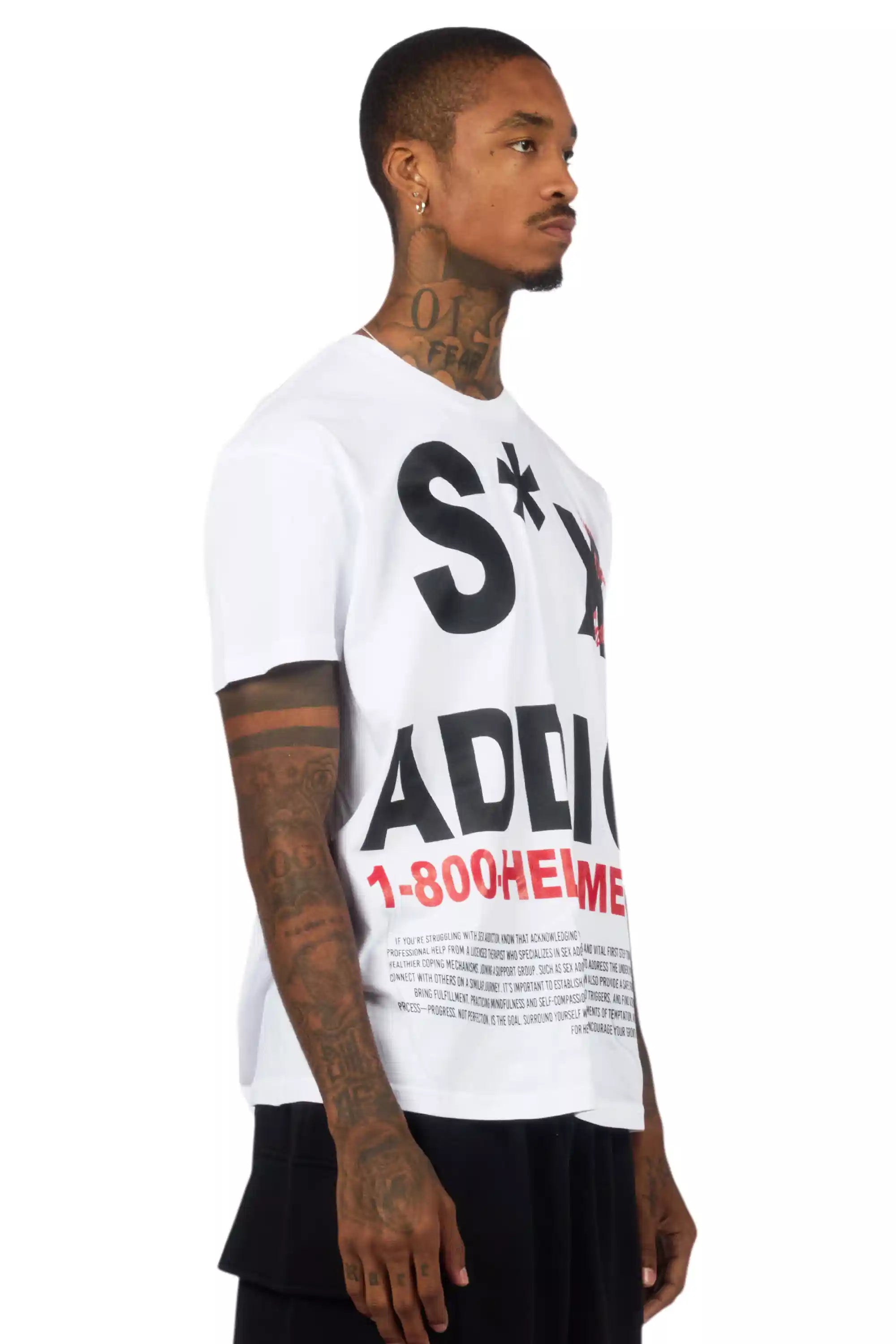 Addict White Graphic T-Shirt