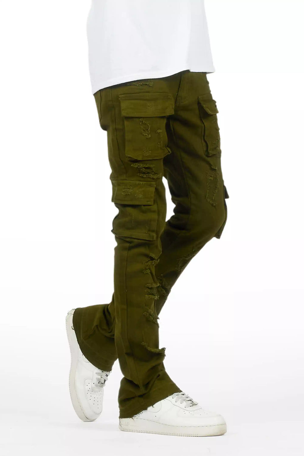 Zaid Olive Stacked Flare Jean