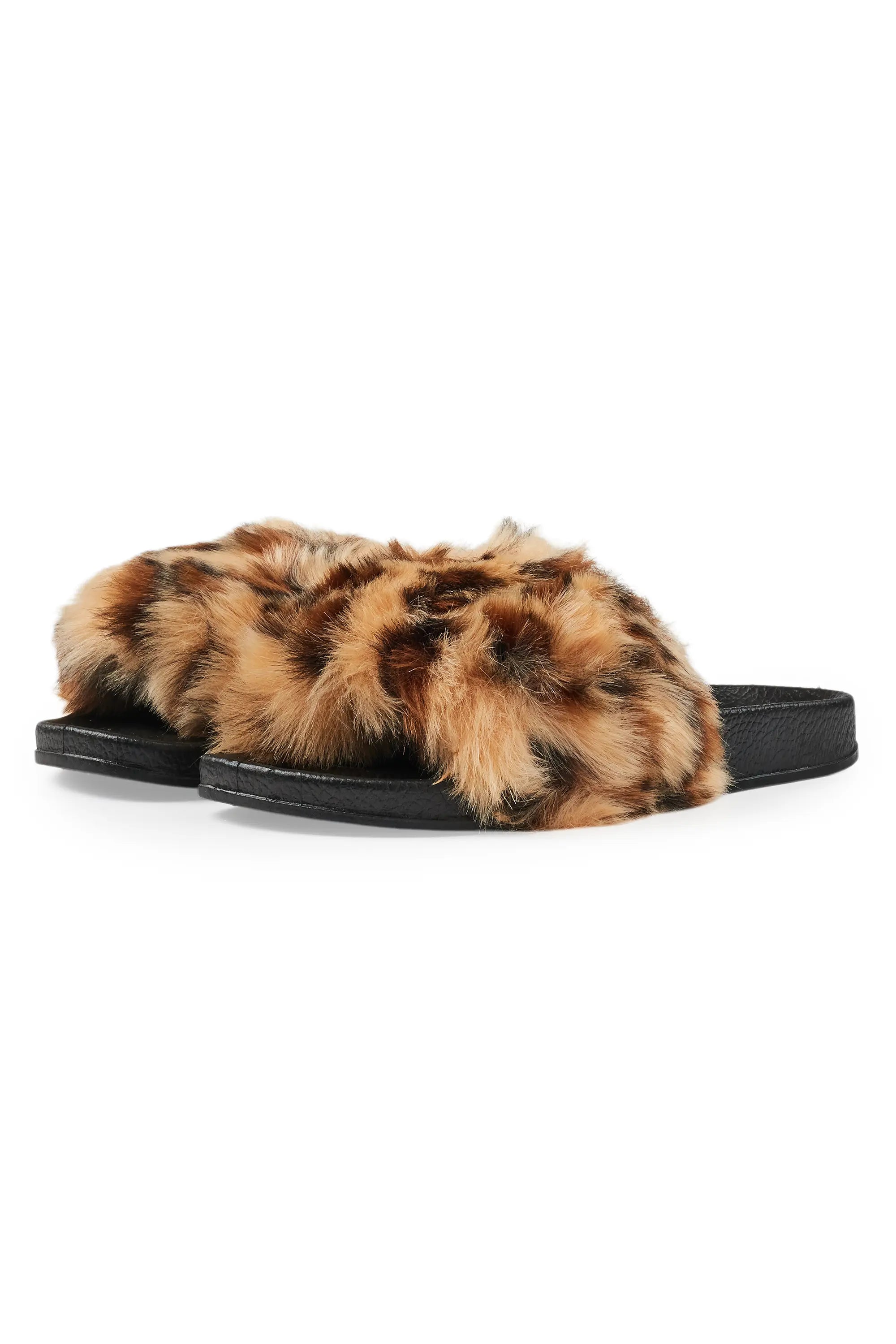 Tatyana Cheetah Fur Slides