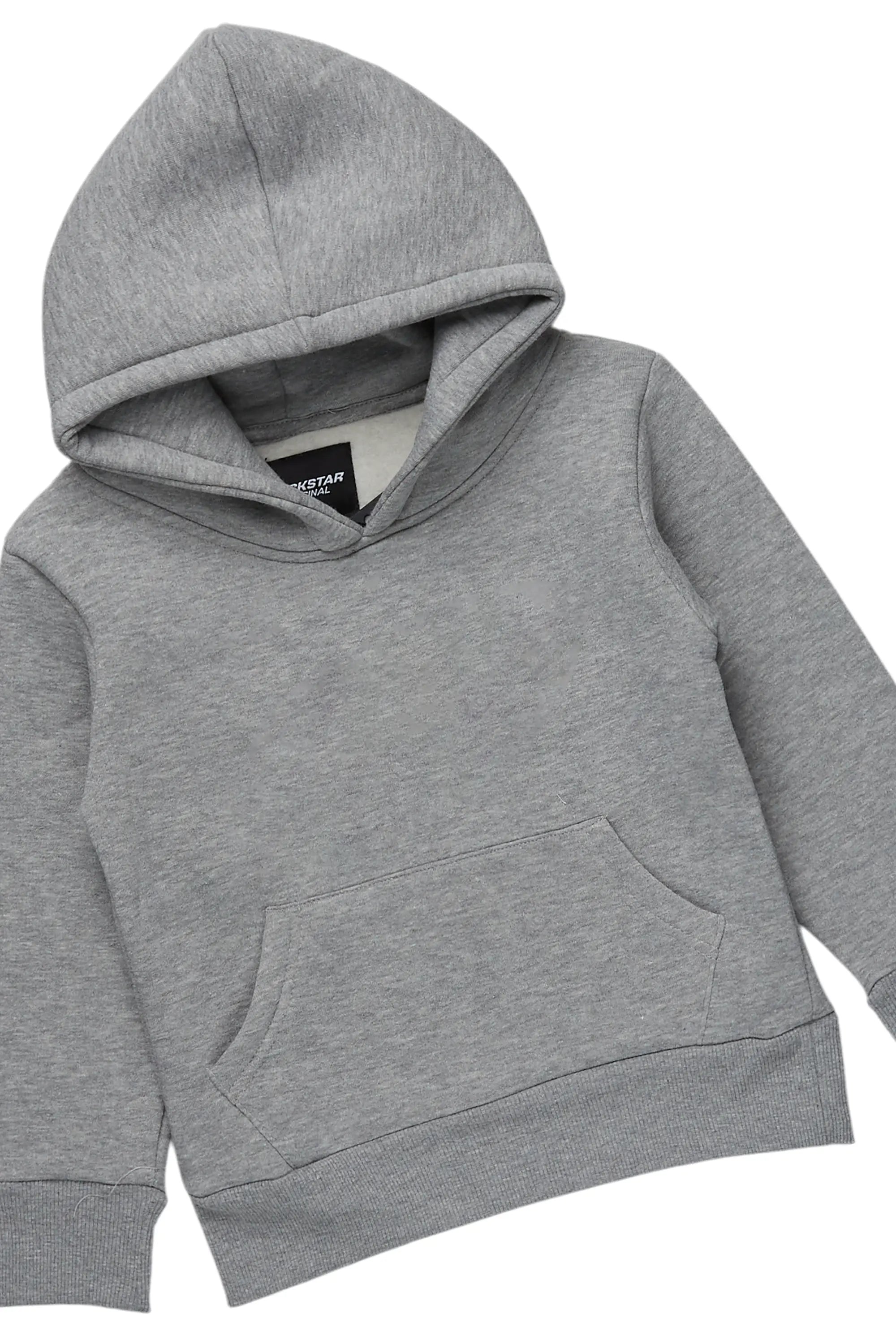 Boys Basic Heather Grey Stacked Flare Pant Set