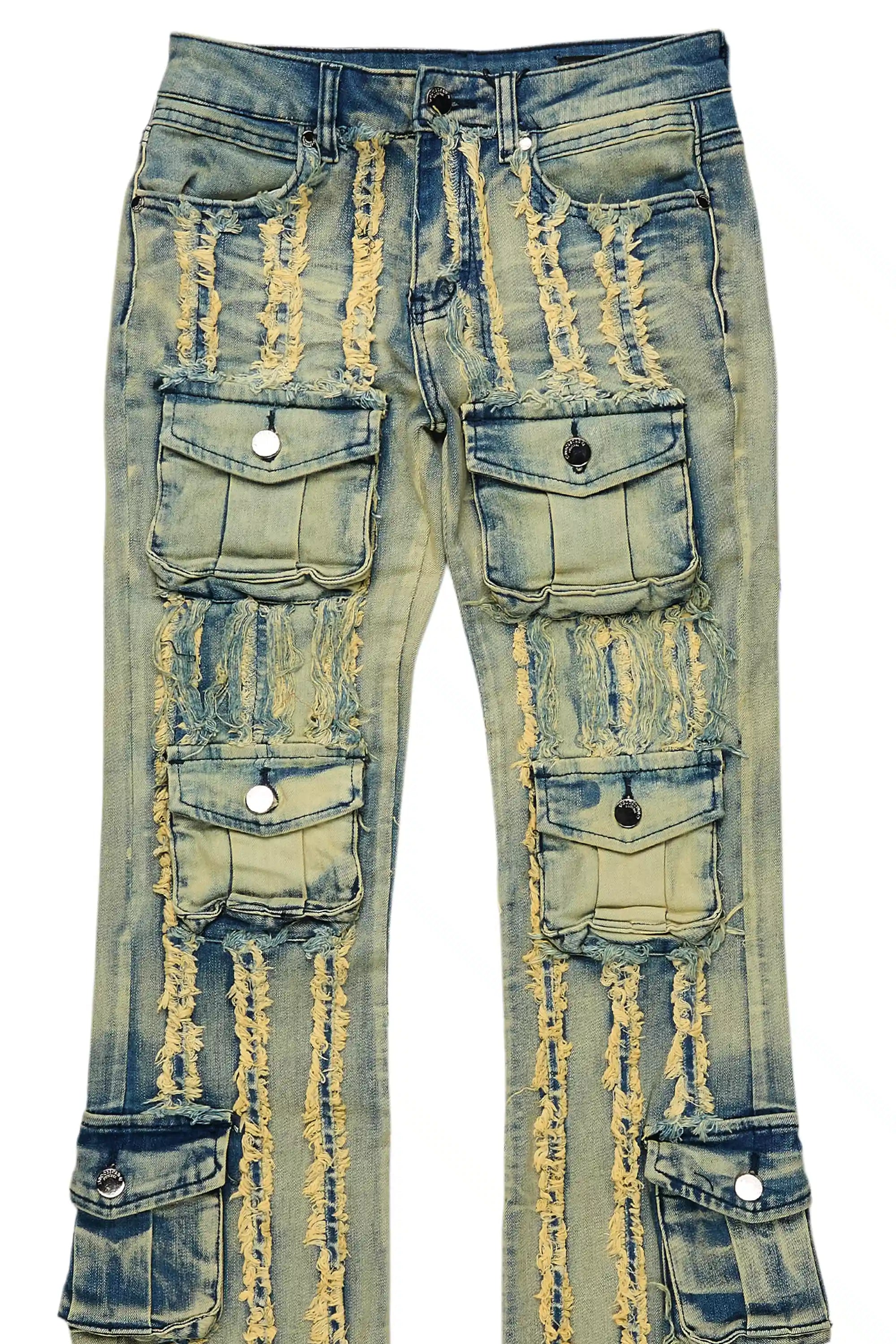 Boys Frey Blue Stacked Flare Jean