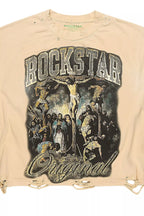 Waller Beige/Blue Boxy Crop T-Shirt