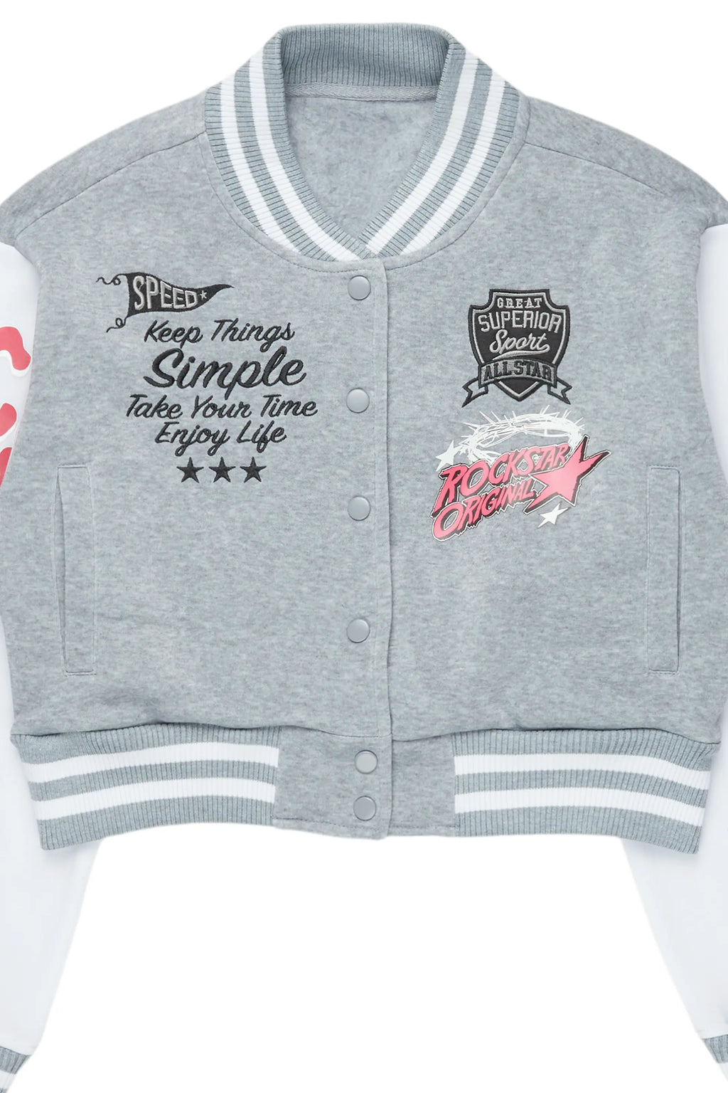 Tashara Heather Grey Varsity Jacket