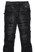 Boys Gentry Dark Grey Stacked Flare Jean