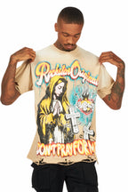 Loman Beige Oversized Graphic T-Shirt