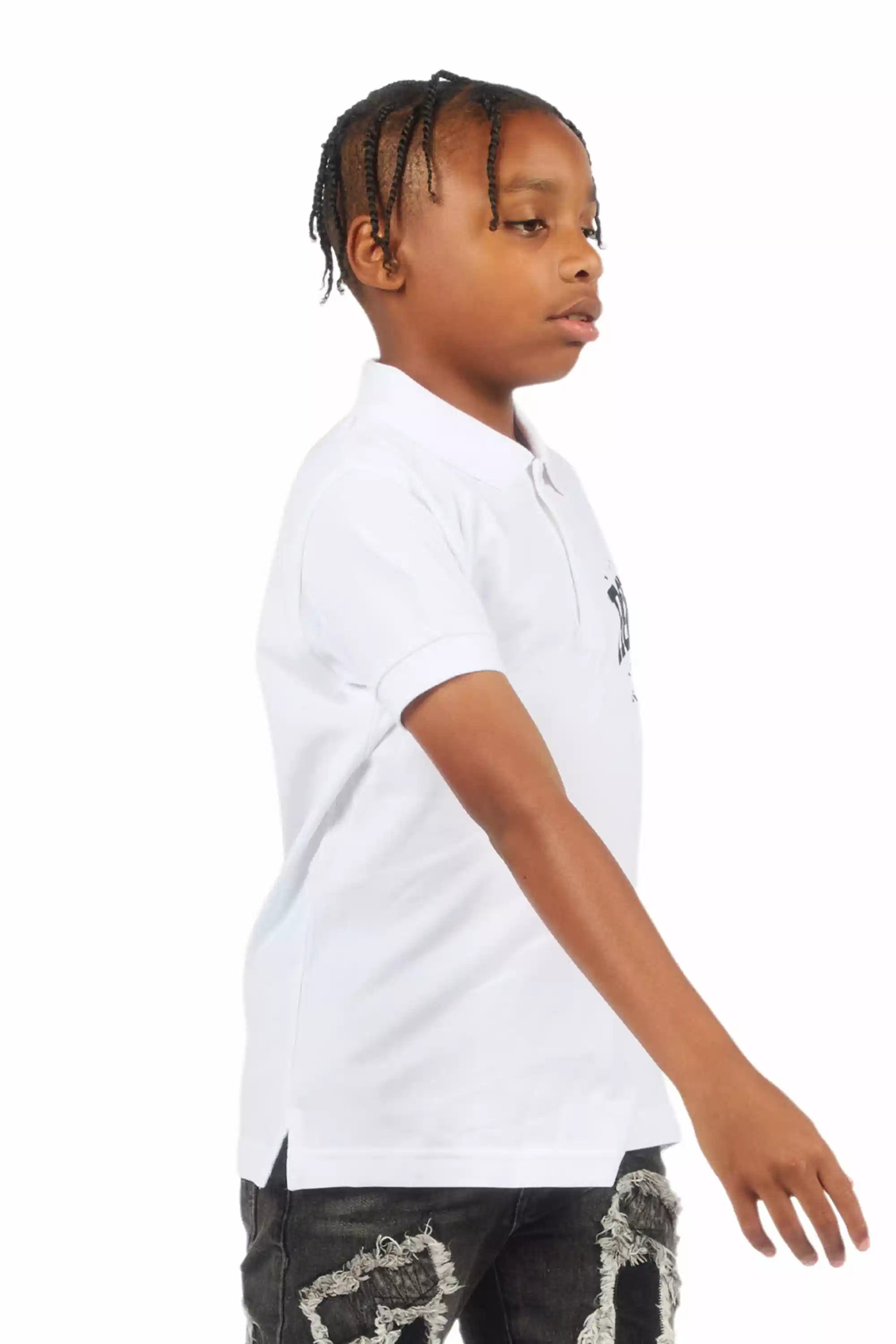 Boys Ruffo White/Black Polo