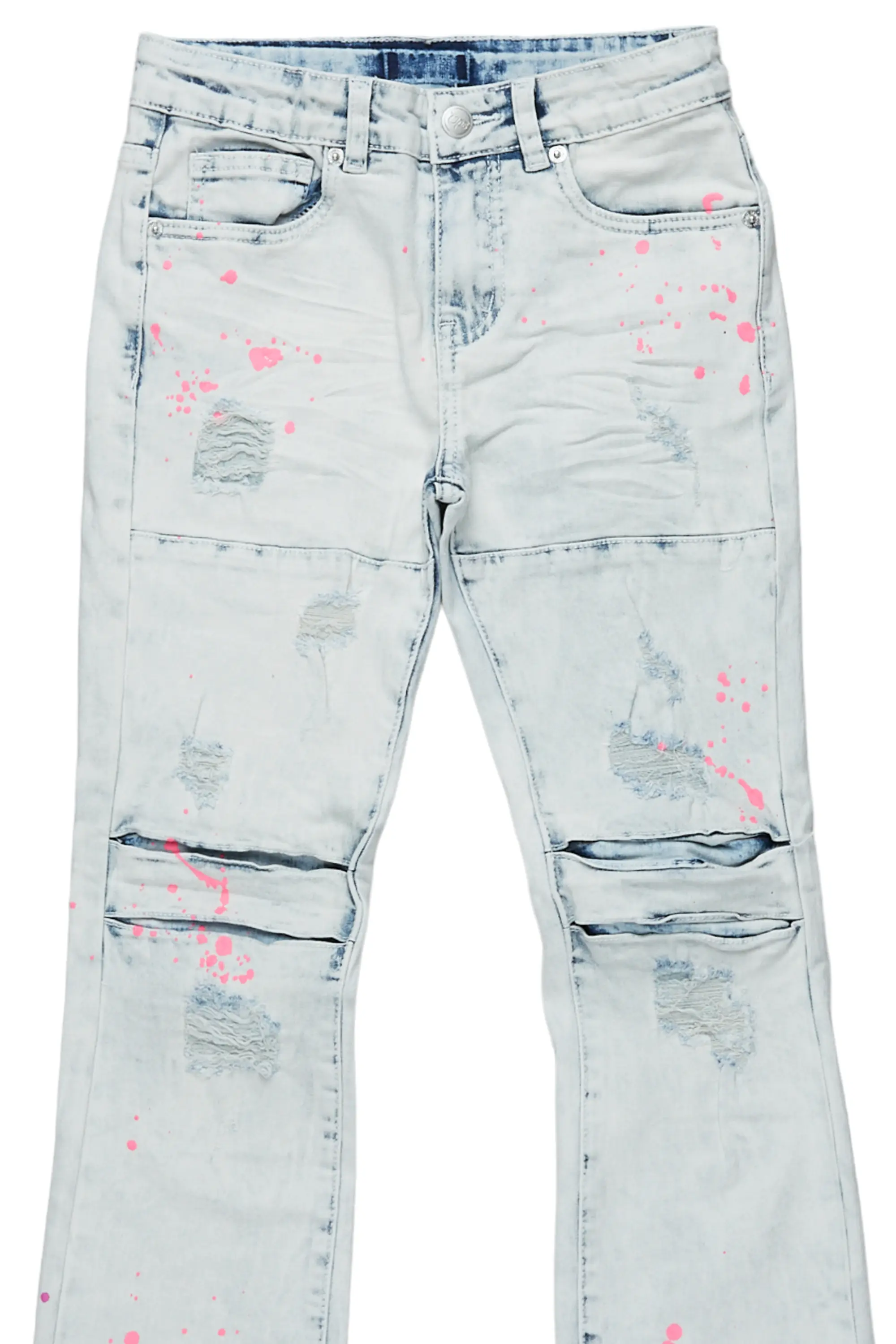 Girls Ibis Light Blue Painter Stacked Flare Jean