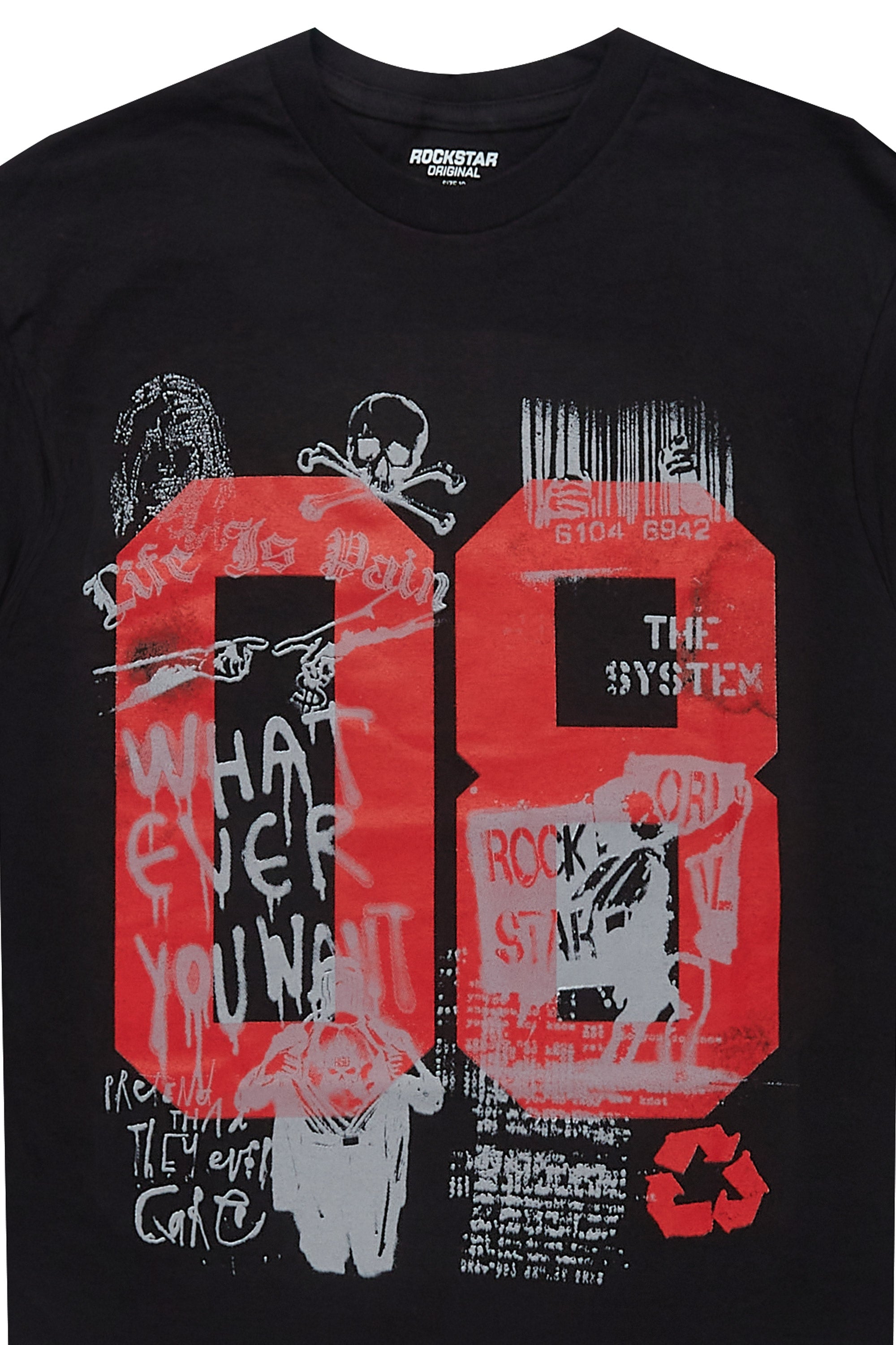 Girls Kammy Black/Red Graphic T-Shirt