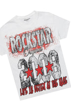 Boys Racing Grung White/Dark Green T-Shirt/Baggy Stacked Pant Set