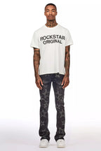 Kama Dark Grey Rhinestone Stacked Flare Jean