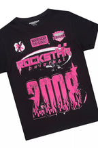 Girls Esha Black/Pink T-Shirt Track Set