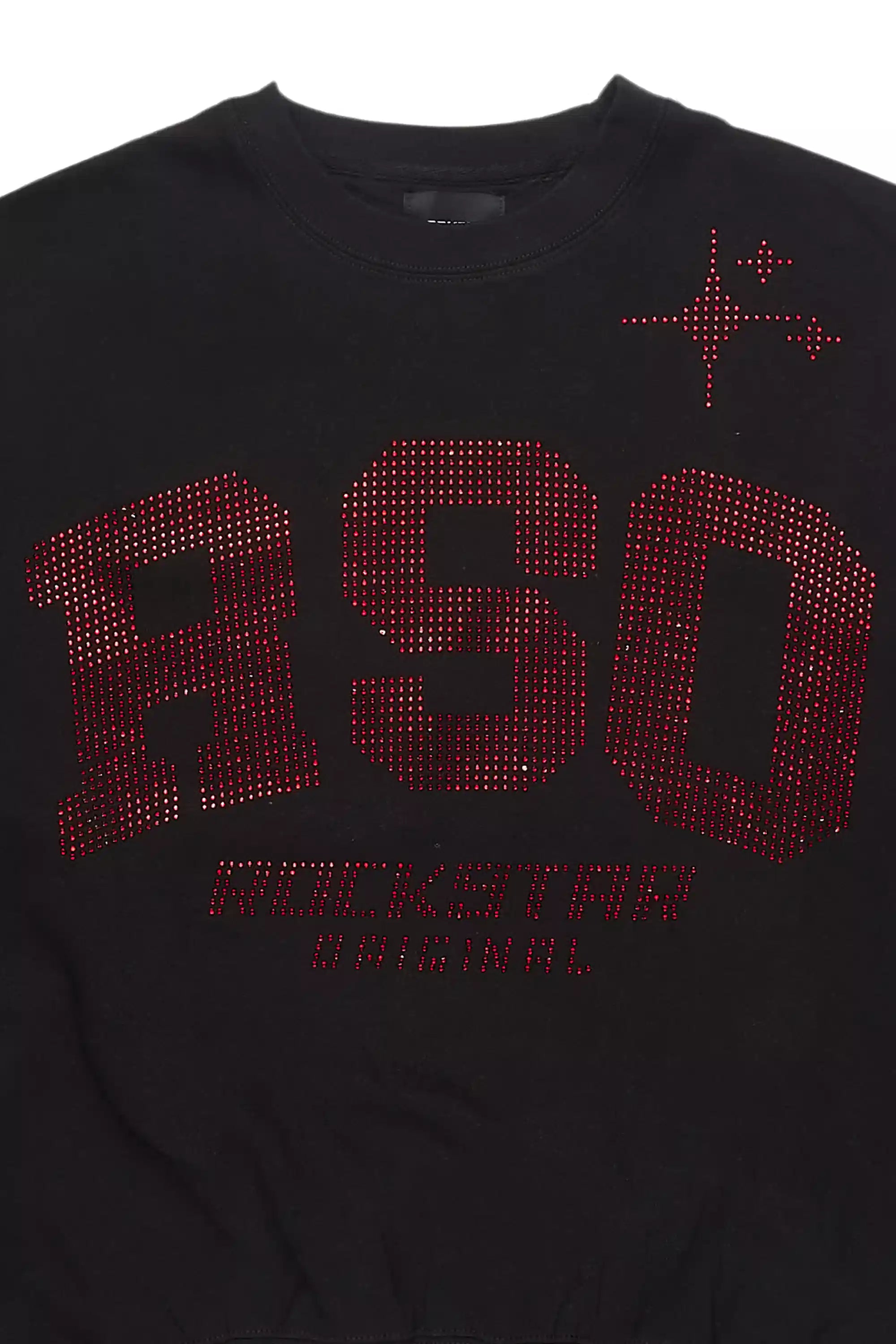 Zyric Black/Red Rhinestone Crewneck Sweatshirt
