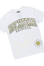 Girls Indie White/Blue T-Shirt/Stacked Flare Jean Set