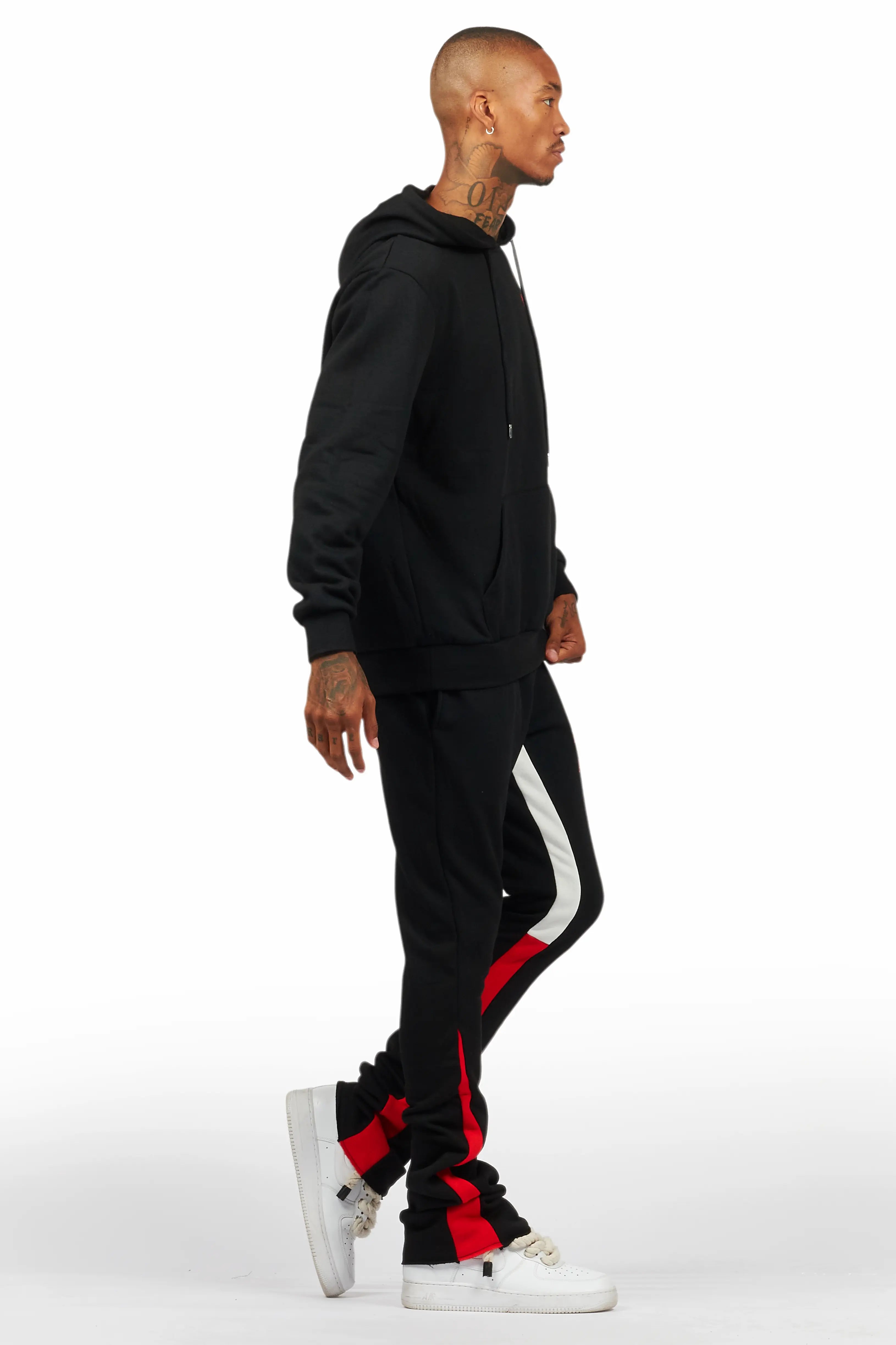 Briggs Black/Red Hoodie/Stacked Flare Track Set