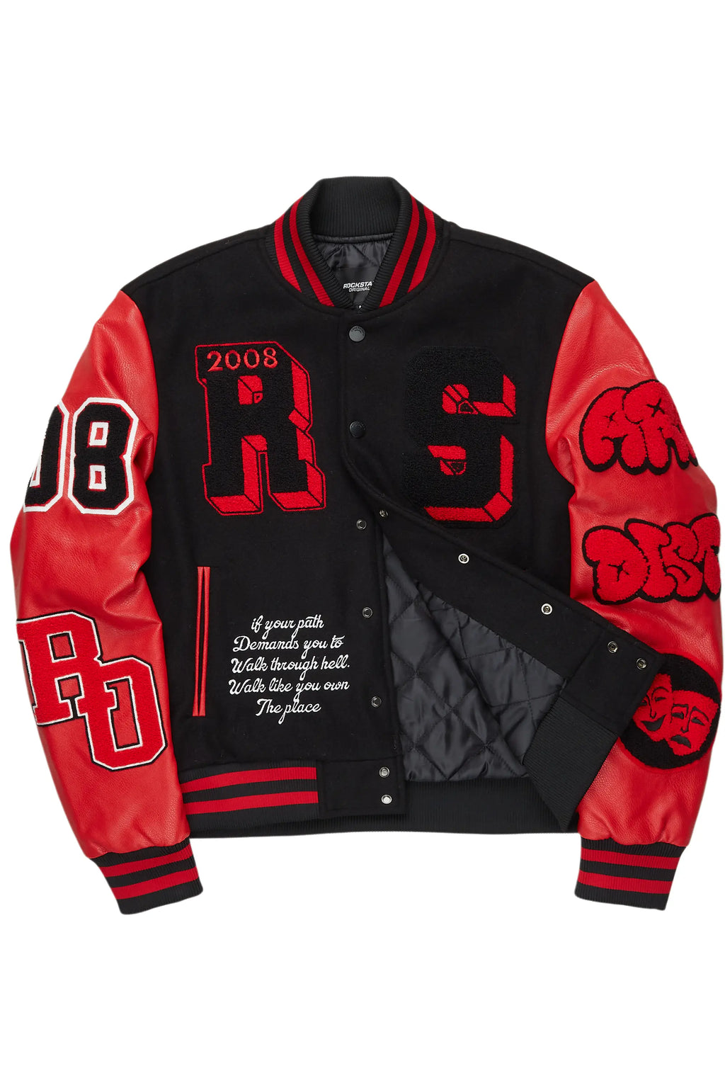 Leslee Black/Red Oversized Varsity Jacket