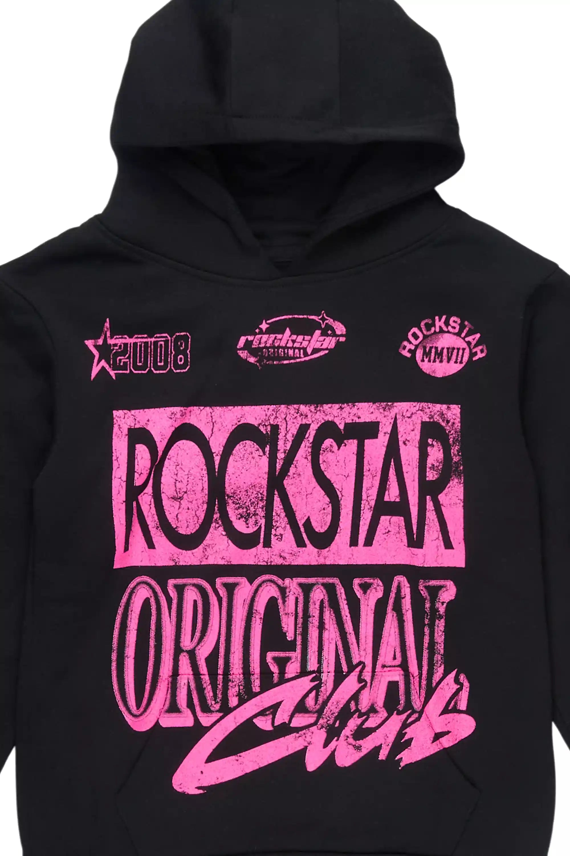Girls Rylok Black/Pink Graphic Hoodie