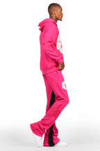 States Fuchsia Baggy Stacked Hoodie Track Set