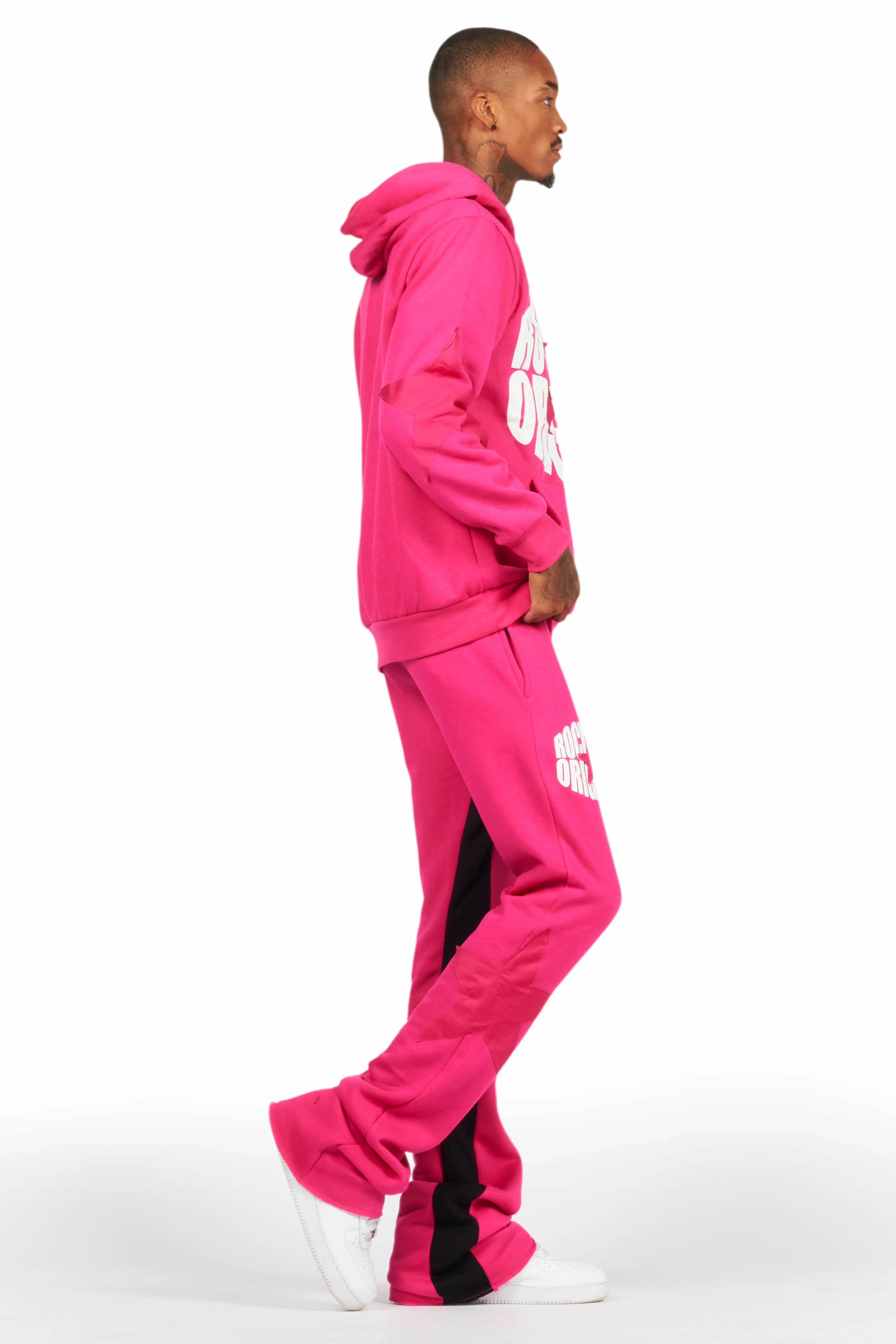 States Fuchsia Baggy Stacked Hoodie Track Set