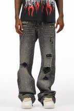 Discolite Rhinestone Grey Baggy Jean