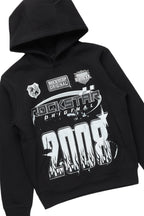 Boys Amos Black Distressed Hoodie/Stacked Flare Jean Set