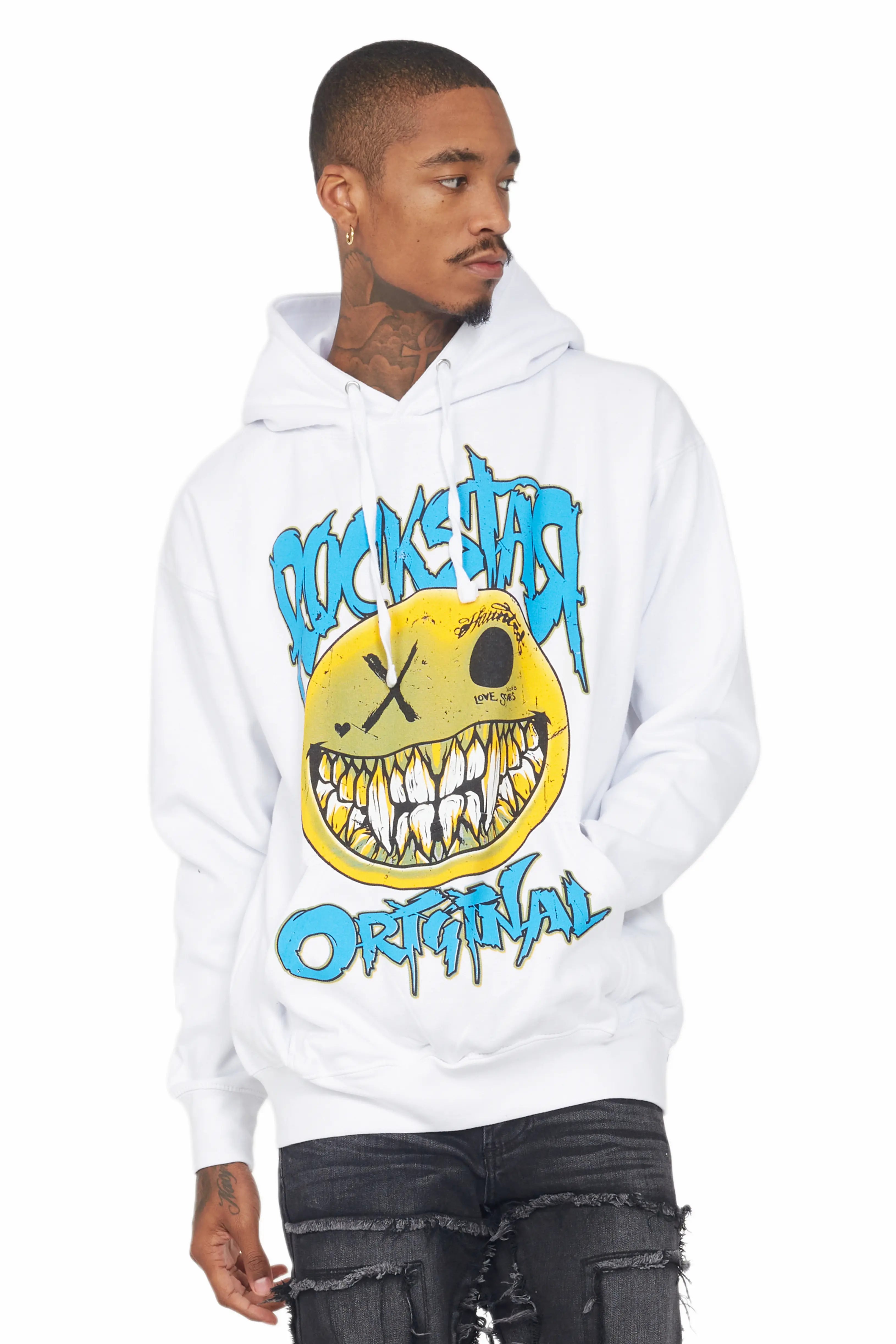 Fraust White Graphic Hoodie