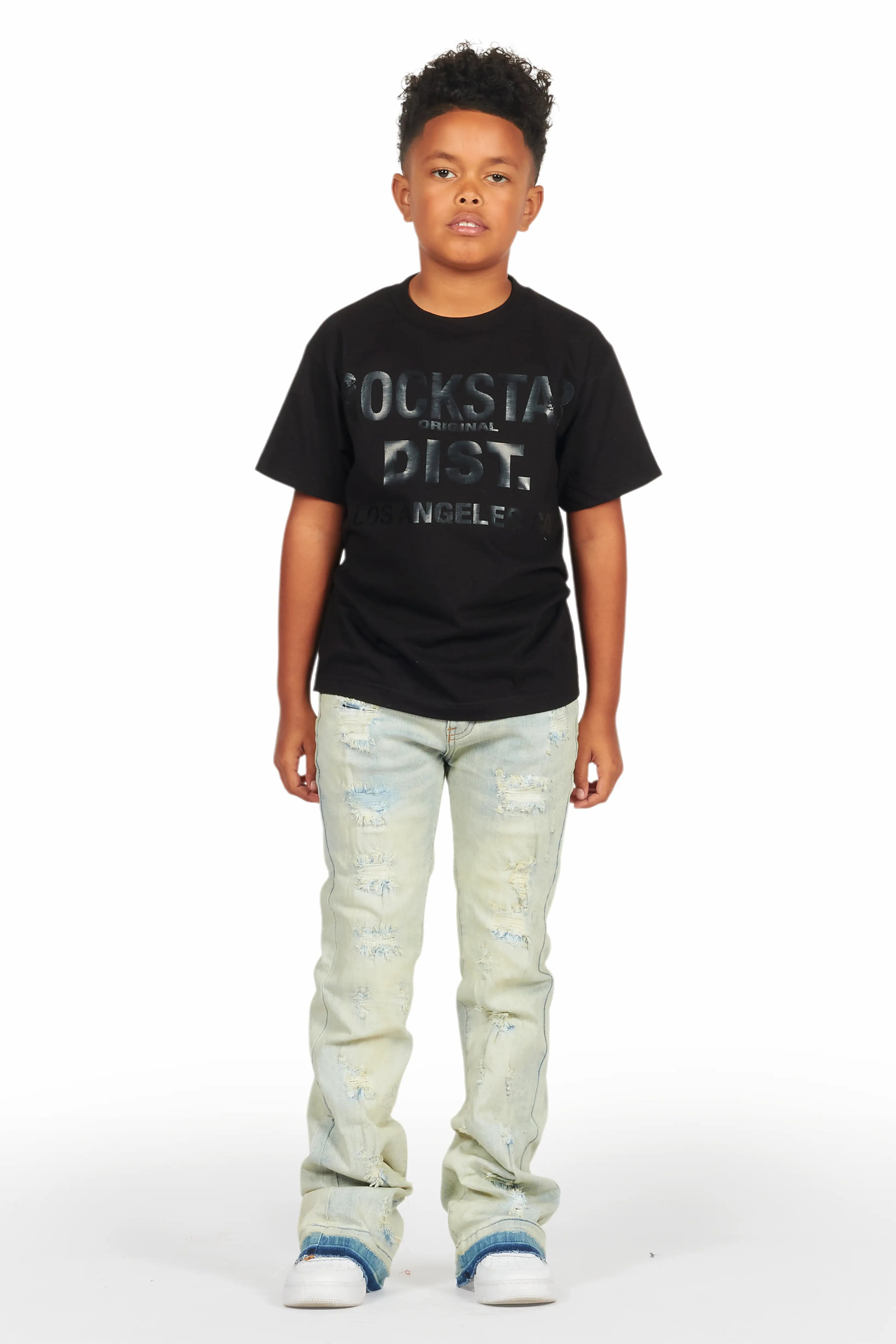 Boys Holibert Light Blue Stacked Flare Jean