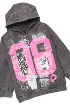 Girls Kammy Vintage Grey/Pink Hoodie Stacked Track Set