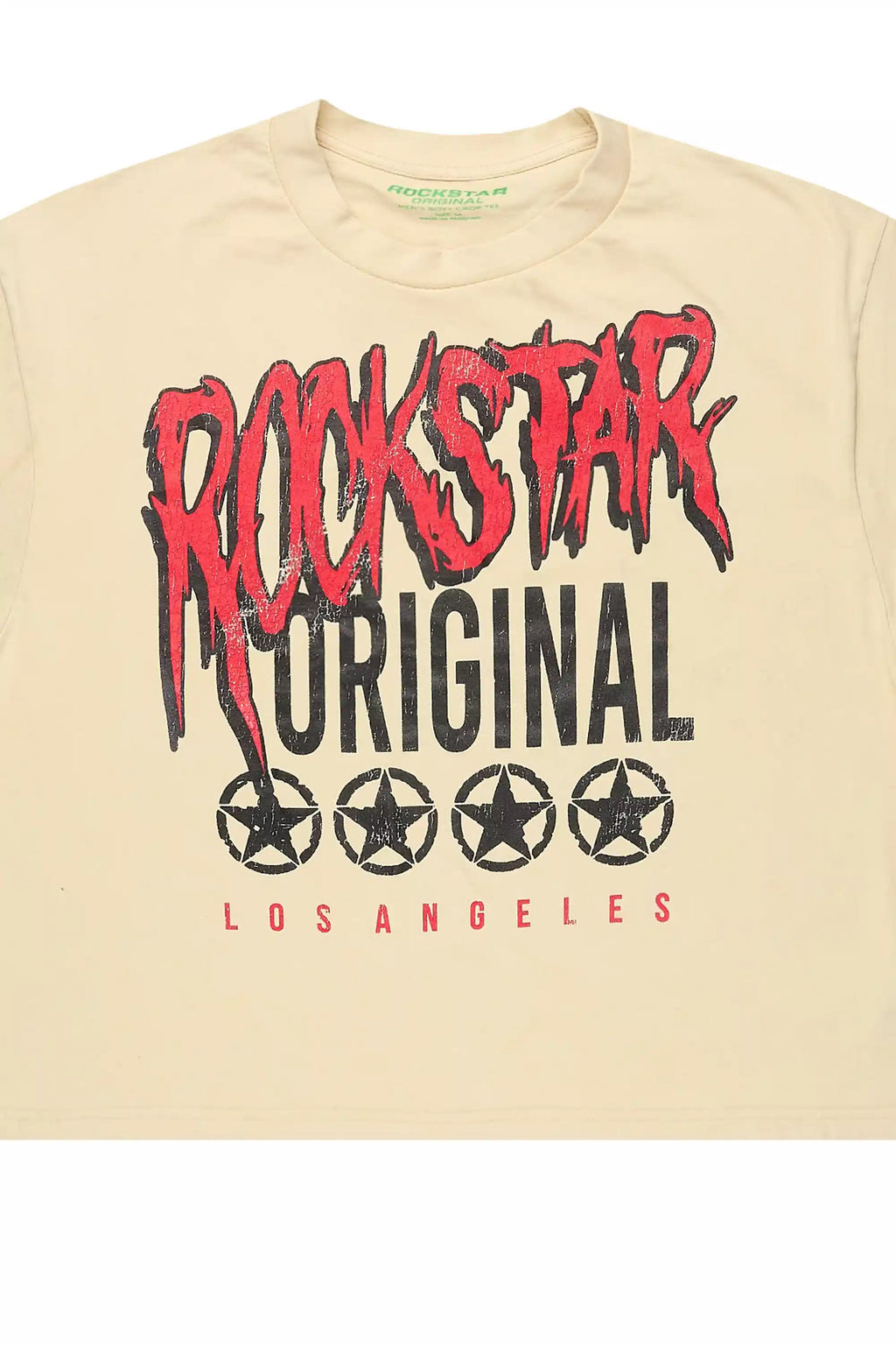 Wizzurd Beige/Red Boxy Crop T-Shirt