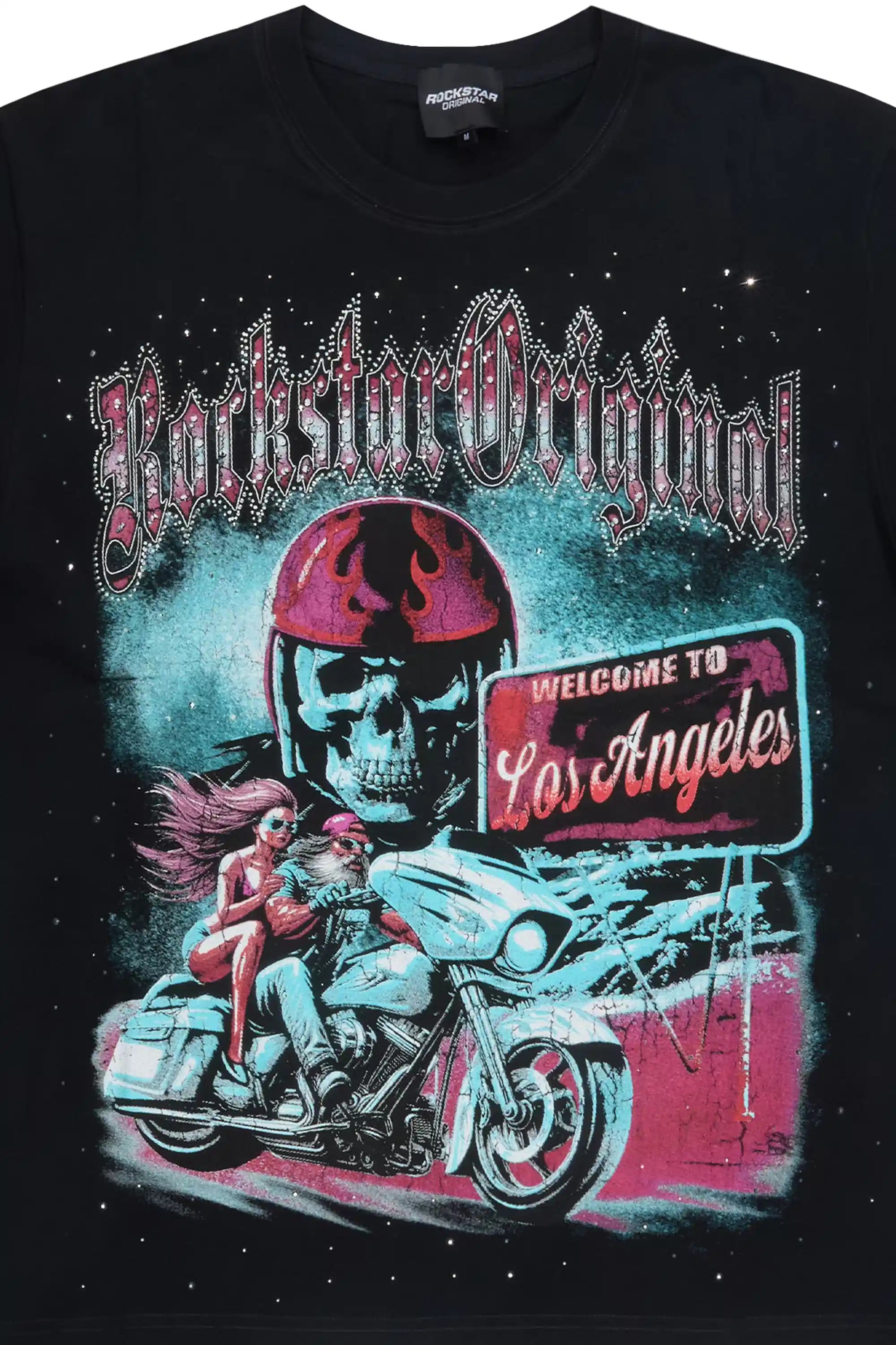 Reece Black Graphic Rhinestone T-Shirt