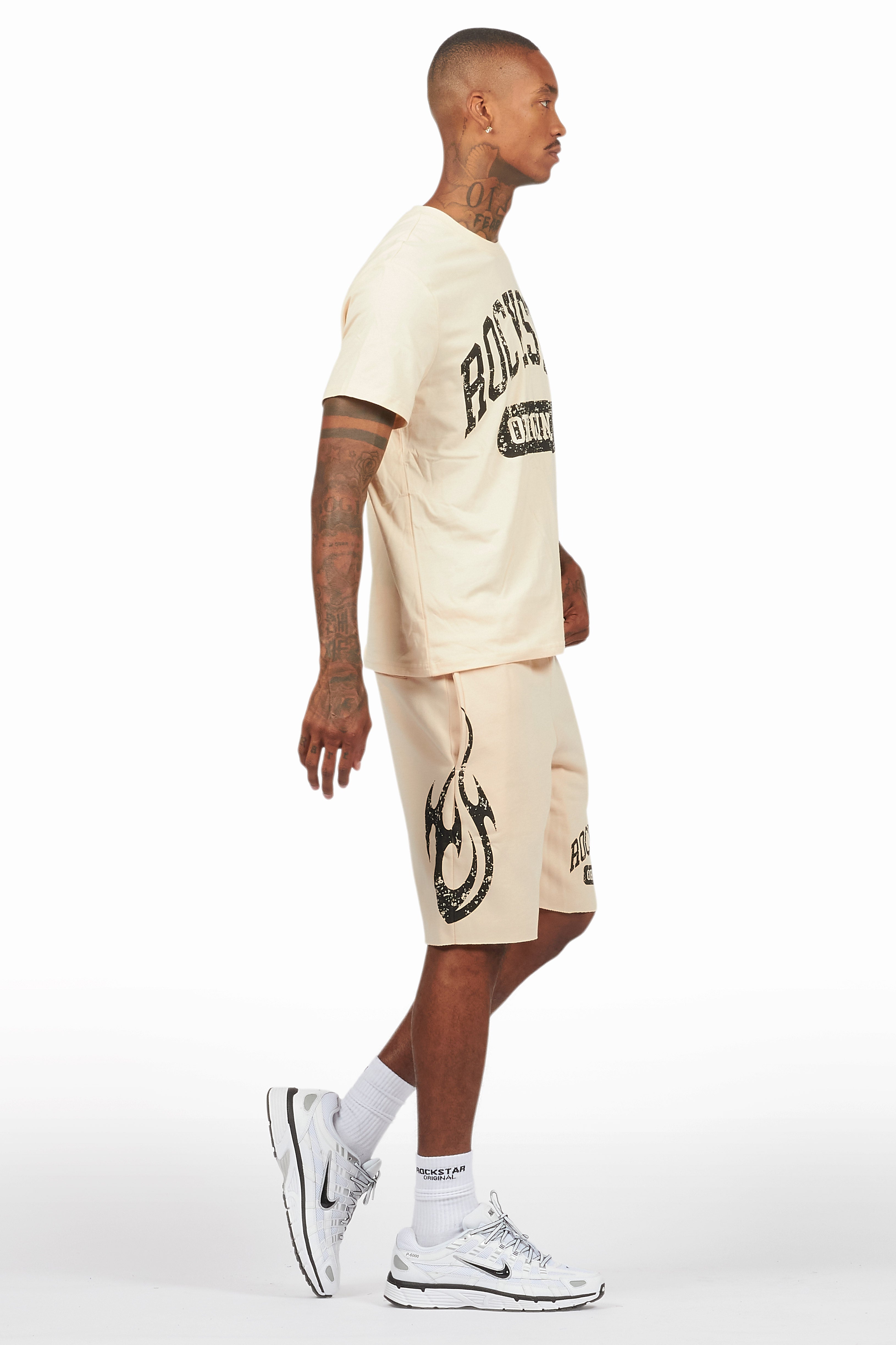 Members Beige T-Shirt/Short Set