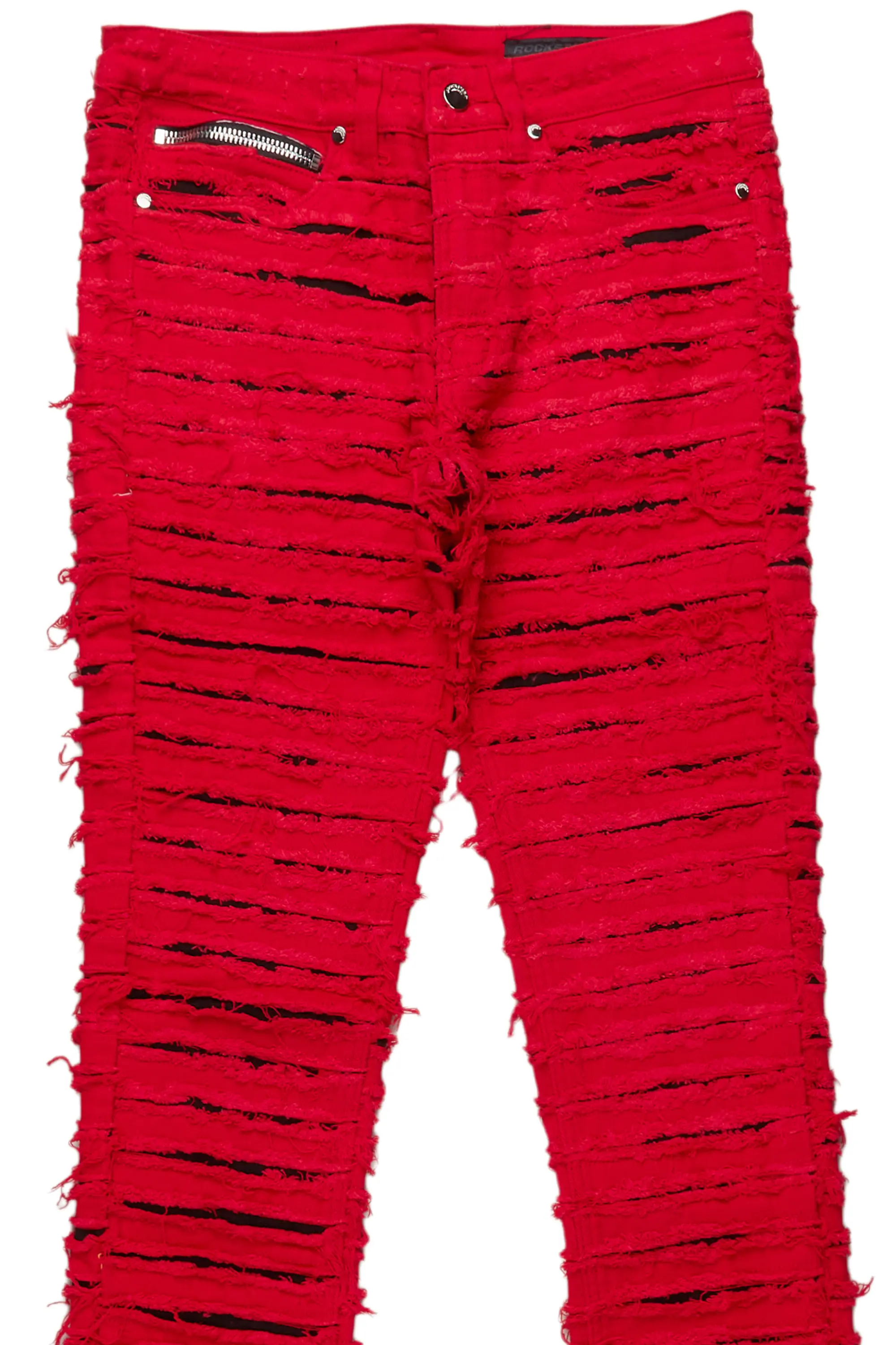 Korren Red/Black Stacked Flare Jean