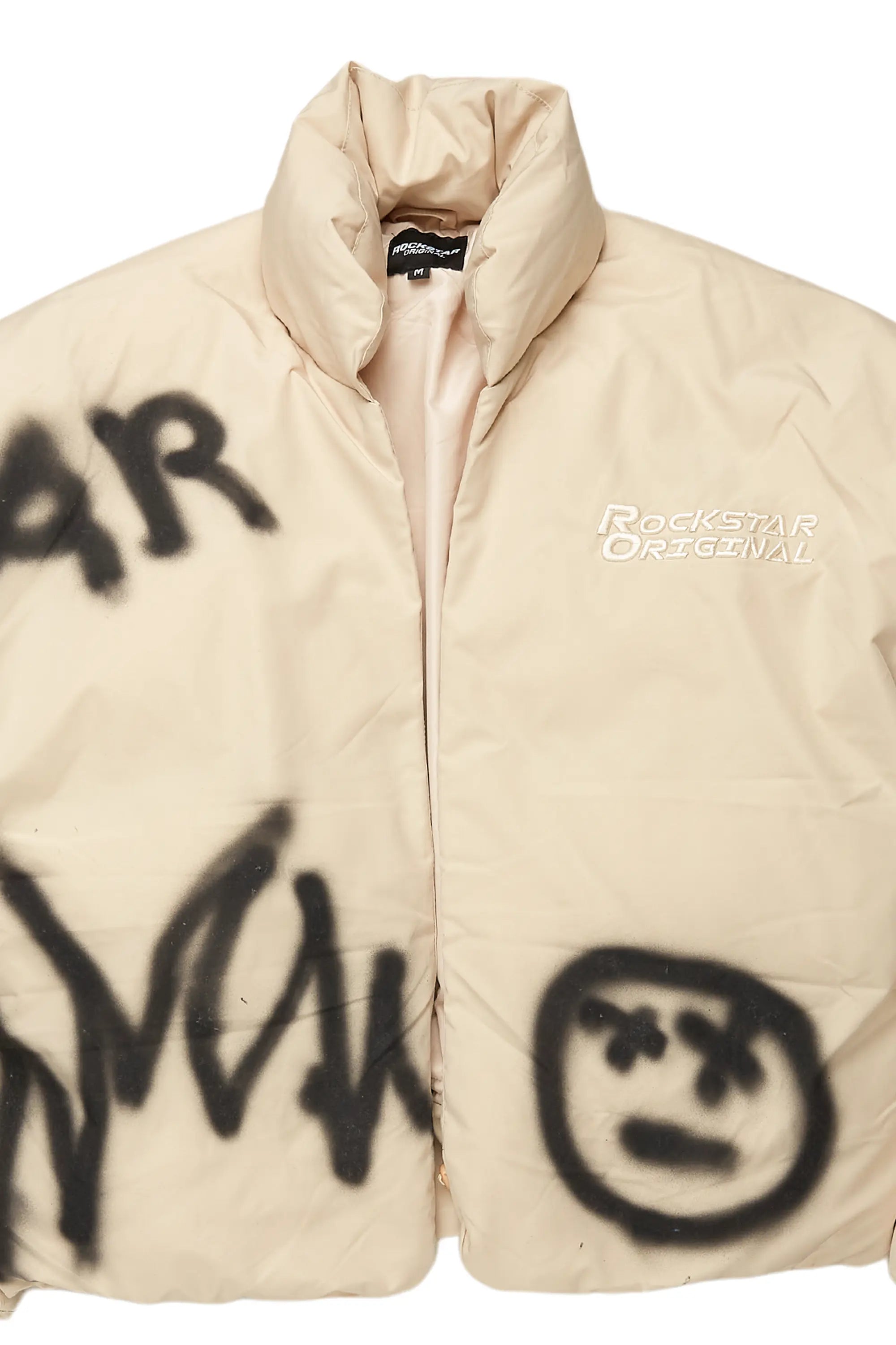 Keno Beige Graphic Puffer Jacket