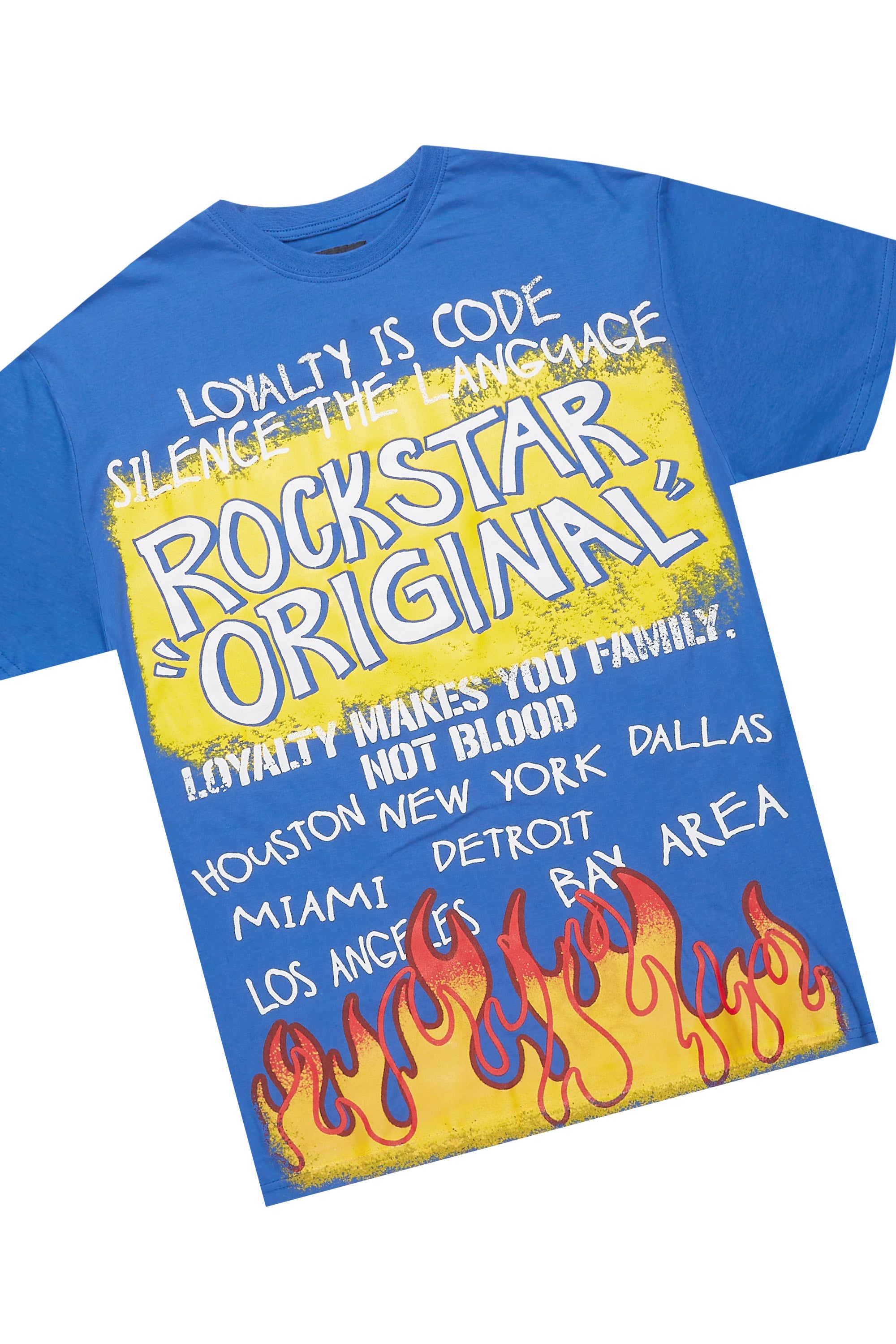 Beno Royal Blue Graphic T-Shirt Short Set