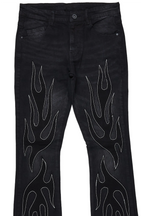 Ebbos Black Flame Patched Skinny Flare Jean