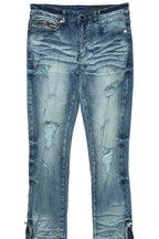 Jaymes Dark Blue Stacked Flare Jean