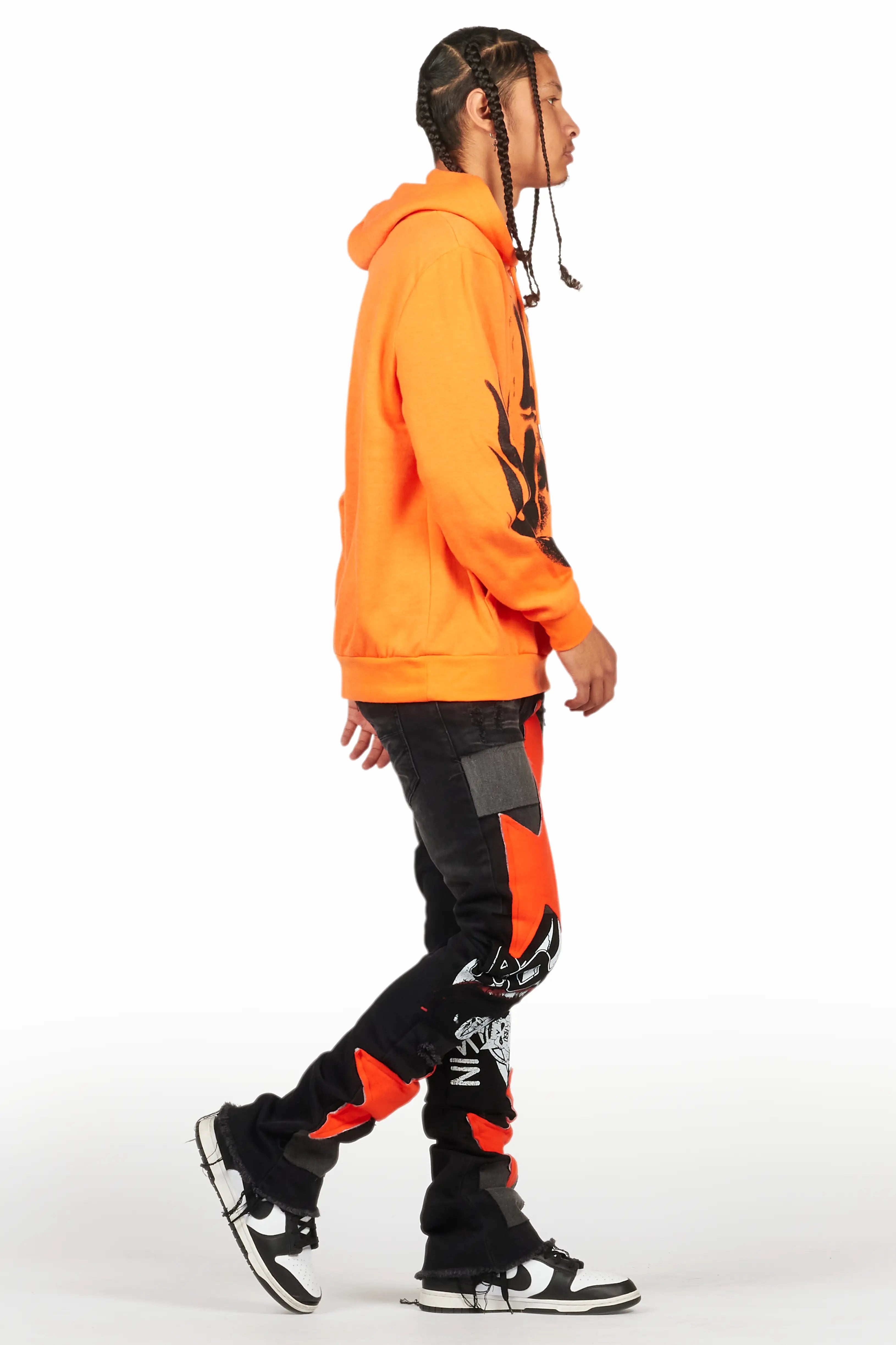 Vadim Black Patchwork Stacked Flare Jean