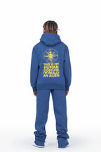 Boys Yarden Navy Hoodie Super Stacked Flare Track Set