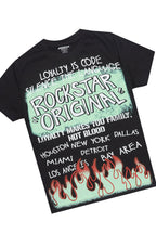 Boys Beno Black/Green T-Shirt/Stacked Flare Jean Set