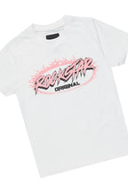 Girls Izzy White/Pink T-Shirt/Stacked Flare Jean Set