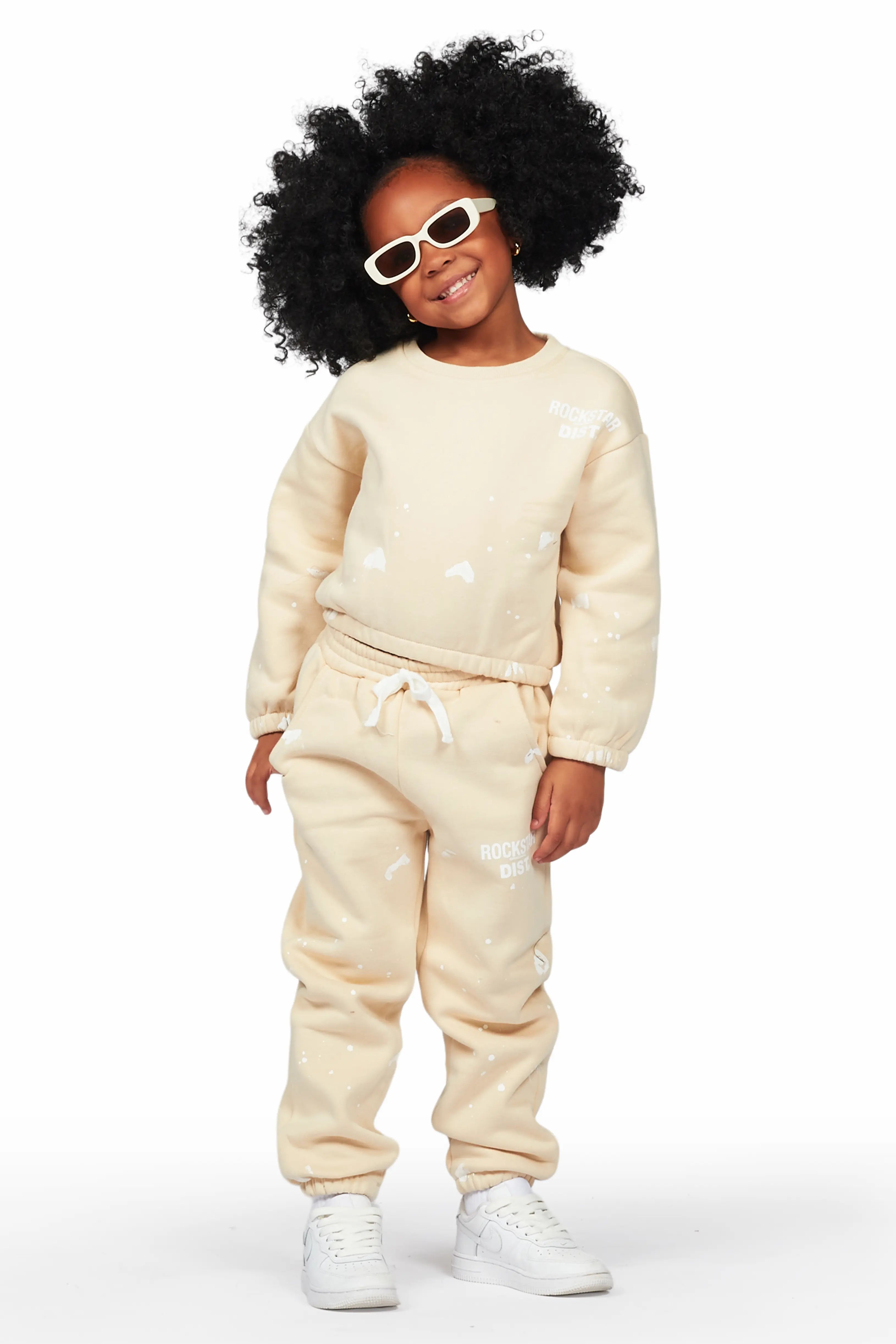 Girls Hadley Light Mocha Crop Top Pant Set