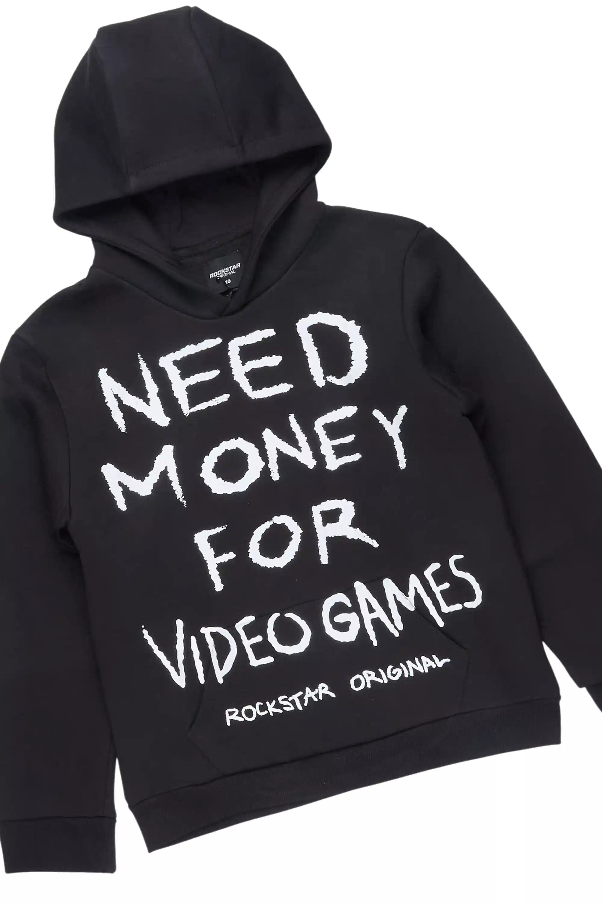 Boys M4 Video Games Black Hoodie Stacked Jean Set