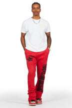 Keve Red Knitted Mohair Flare Sweat Pant