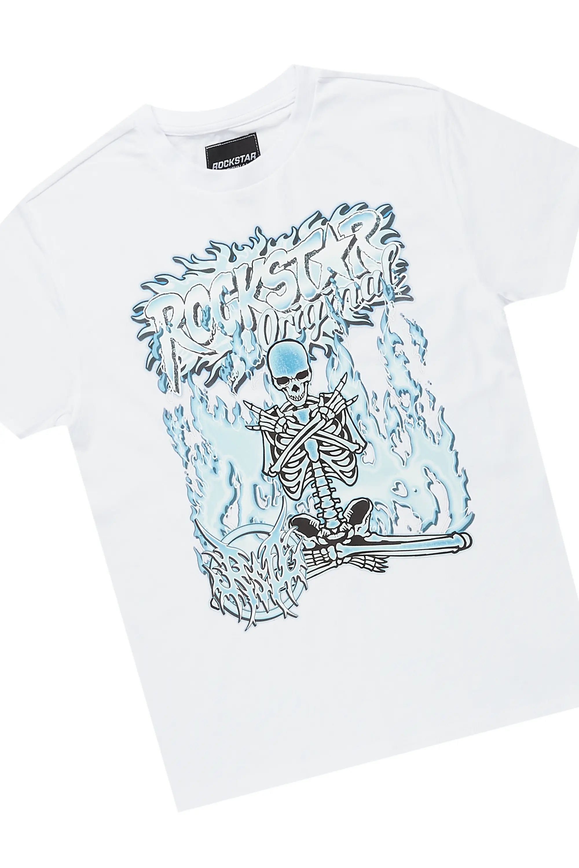 Boys Yoga White/Blue T-Shirt Short Set